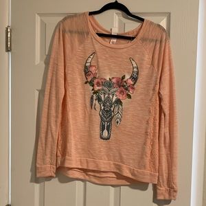 XXL(19) Long Sleeve Peach Cow Head Top